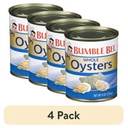 (4 pack) Bumble Bee Premium Select Whole Canned Oysters, 8 oz Can