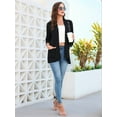 thumbnail image 6 of Womens Casual Cardigan with Pockets 3/4 Sleeve Open Front Dusters Black XL, 6 of 8