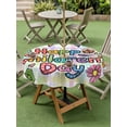 thumbnail image 4 of Outdoor Tablecloth with Umbrella Hole for Patio/Picnic/Party/Camping, Children's Day Waterproof Table Cloth Round Cover Washable, Cartoon Colorful Polka Dot Flowers Leaf Plaid (Dia 54"), 4 of 8