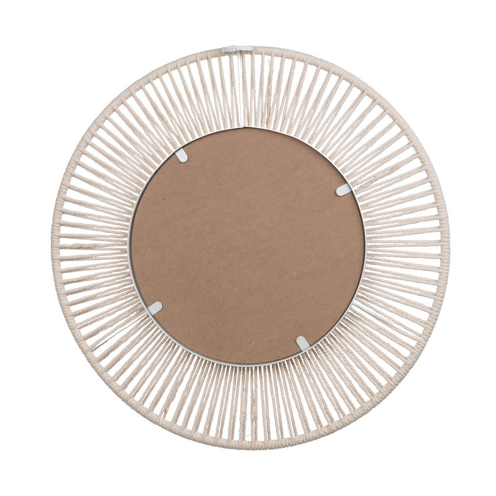 Liliana White Bamboo Round Boho Wide Frame Wall Mirror