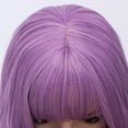 thumbnail image 4 of RightOn Purple Wig with Bangs Long Curly Wavy Lavender Purple Wig Purple Wig for Women Synthetic Wig with Wig Cap, 4 of 6