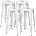 thumbnail image 2 of VINEEGO 30 Inches Metal Bar Stools for Counter Height Indoor-Outdoor Modern Stackable Industrial Stools Set of 4 (Distressed White), 2 of 7