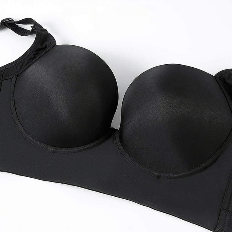 REORIAFEE Push Up Bra Lift Up Bra for Women Fashion Comfortable Breathable  Wireless Seven Breasted Lift Breasts Bra Black XL