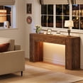 thumbnail image 4 of Condemo 55 inch Farmhouse Console Table with 2 Drawers and LED Light, Rustic Brown, 4 of 7