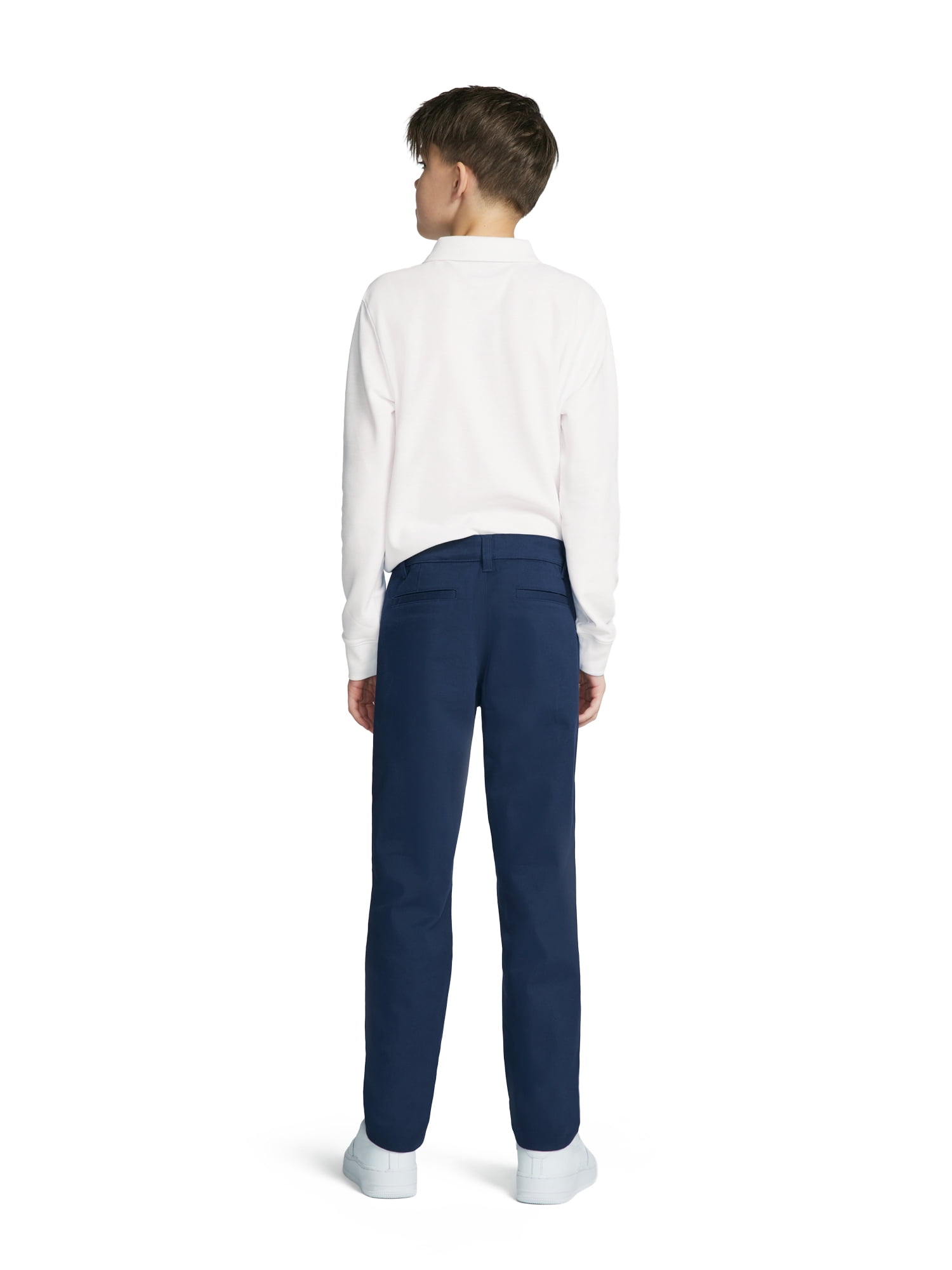 Wonder Nation Boys School Uniform Flat Front Pants, 2-Pack, Sizes 4-18 & Husky