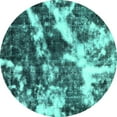 thumbnail image 1 of Ahgly Company Machine Washable Indoor Round Abstract Turquoise Blue Modern Area Rugs, 6' Round, 1 of 4