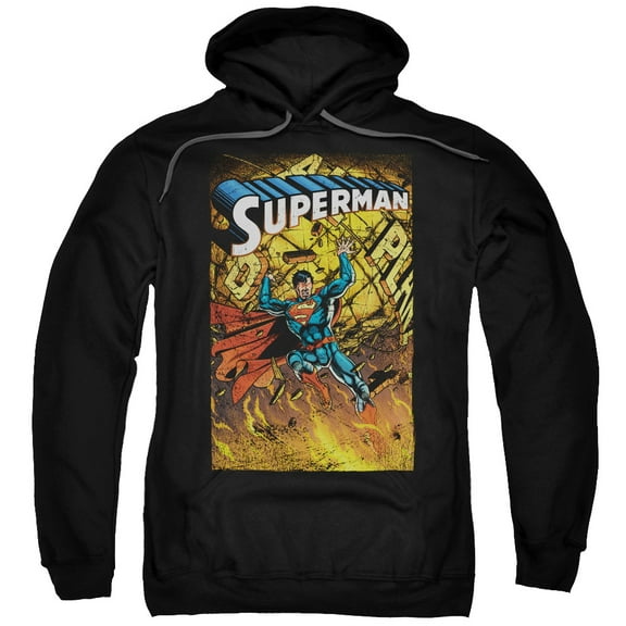 Trevco Sportswear SM2372-AFTH-6 Superman One Adult Pullover Hoodie, Black - 3X