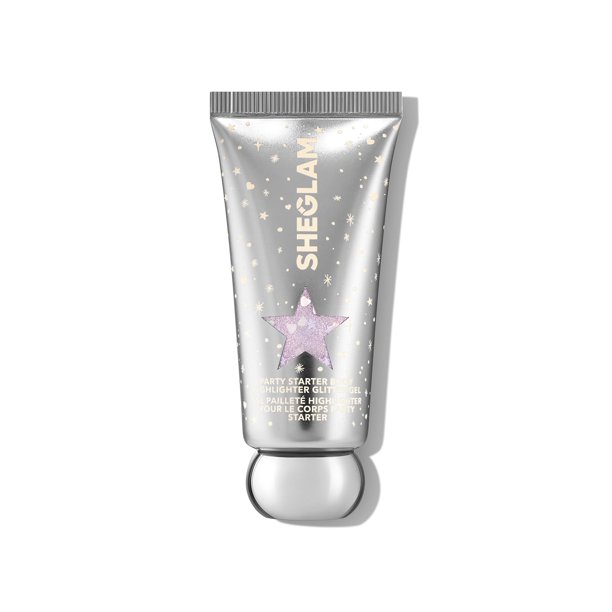 SHEGLAM Party Starter Body Highlighter Gel con purpurina de secado rápido y no pegajoso, spray con purpurina, iluminador líquido para cara, pelo, cuerpo, purpurina, mariposa social