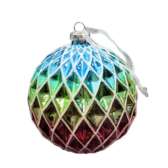 Holiday Ornament Rainbow Ball Glass Christmas 8401314 Diamond