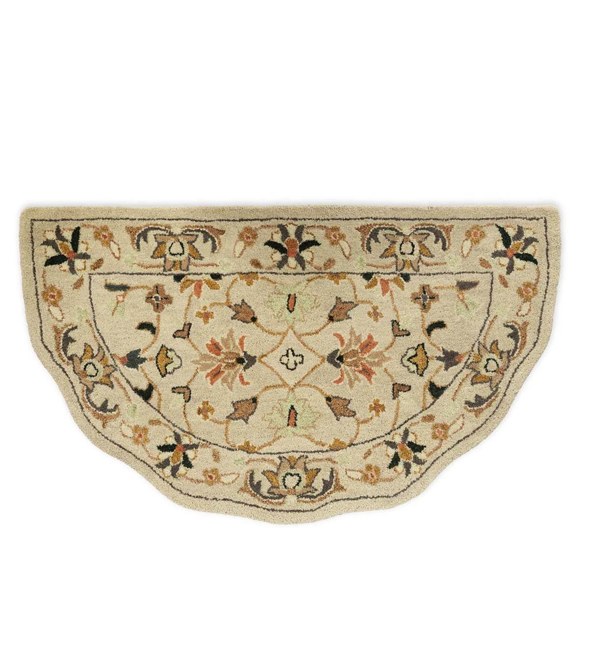 Elizabeth Floral 100 Wool Half Round Hearth Rug, 27"x 48" Walmart