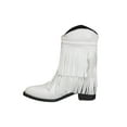 thumbnail image 2 of Hinvhai Cowboy Boots for Women,Fashion Mid Calf Square Toe Western Boots for Women Low Heel Leather Fringe Boots Wide Calf Boots White 9(43), 2 of 3