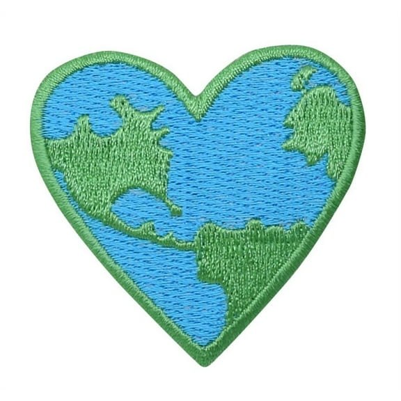 Planet Earth HEART World Iron on Embroidered Patch