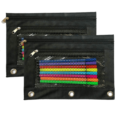 

BinderPencilPouchfor3RingBinder 2Pack3RingBinderPencilPouchesDoubleZipperPencilCaseCosmeticBag