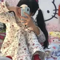 thumbnail image 2 of Spring Autumn Cute Hello Kitty Home Costume Cartoon Pajama Set Sanrio Long Sleeve Top+Pants Oversized Cardigan Pink Pajama Girl, 2 of 9