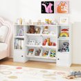 thumbnail image 2 of Costway Kids Toy Storage and Bookshelf with 8 Boxes Open Shelves & 2 Single-door Cabinets White, 2 of 10