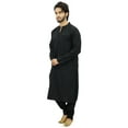 thumbnail image 3 of Atasi Men's Black Kurta Pyjama Set Ethnic Tunic Punjabi Long Shirt-Medium, 3 of 7
