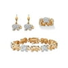Diamond Accent Two-Tone Elephant Parade Three-Piece Bracelet, Earrings and Ring Set 18k Gold-Plated
