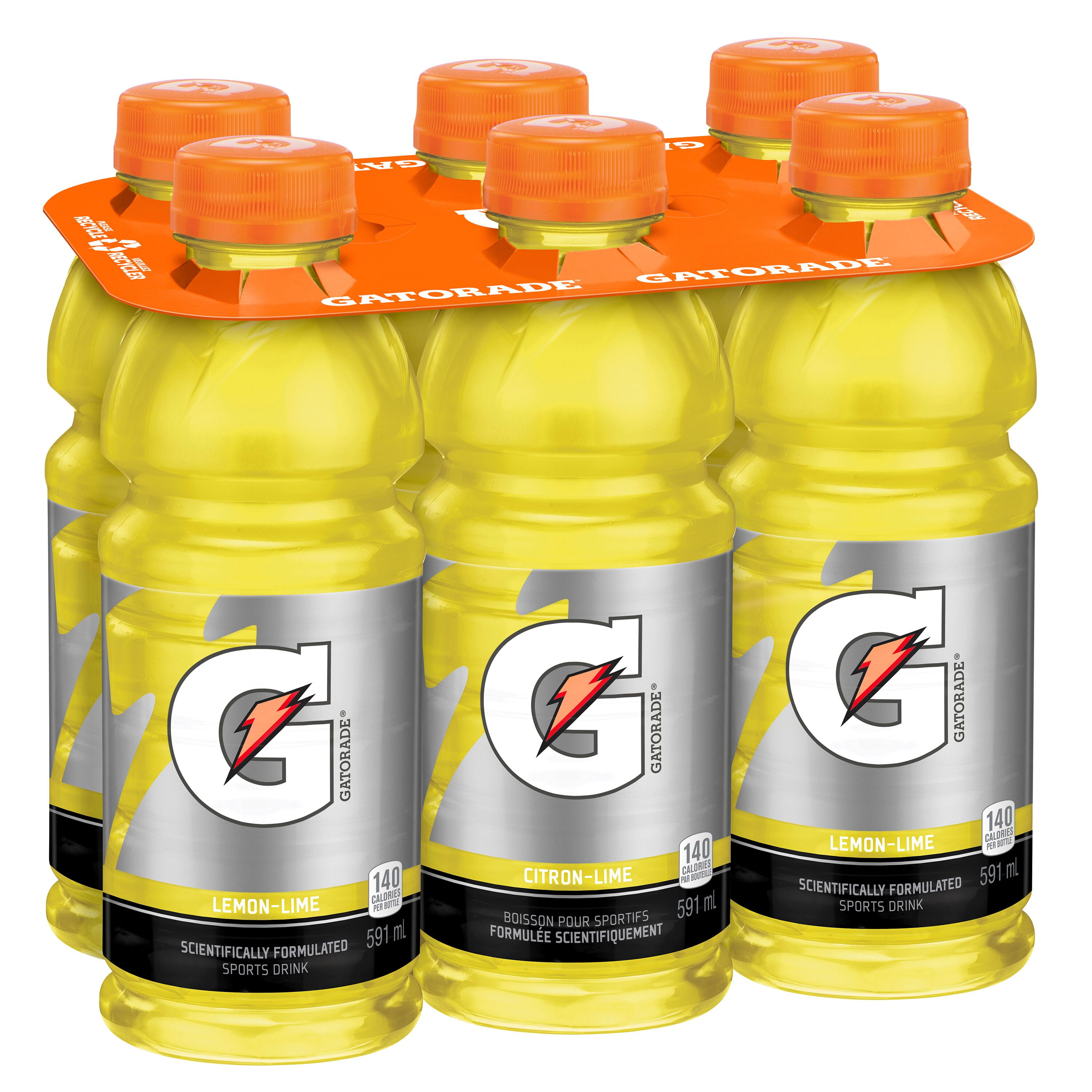 Gatorade Boisson Sportive Citron Vert 6 x 591 mL, Bouteilles 6x591mL