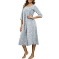 thumbnail image 3 of DreamFish Long Nightgowns for Women 3/4 Sleeve Sleepshirts Loungewear Pleated Casual Sleepwear Loose House Dress, 3 of 5