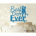 thumbnail image 1 of "Best Day Ever Wedding Cake Topper Personalized Glitter Turquoise Blue Cake Topper Color Option Available 5""-7"" Inches Wide", 1 of 1