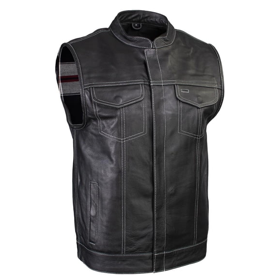 Milwaukee Leather LKM3783 Men's Classic Black Leather Motorcycle Vest with Inside Flannel Liner 5X-Large