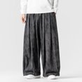 thumbnail image 1 of Ceisia Men Solid Color Multi Pocket Linen Workwear Pants Loose Wide Gift Leg Casual Trousers, 1 of 8