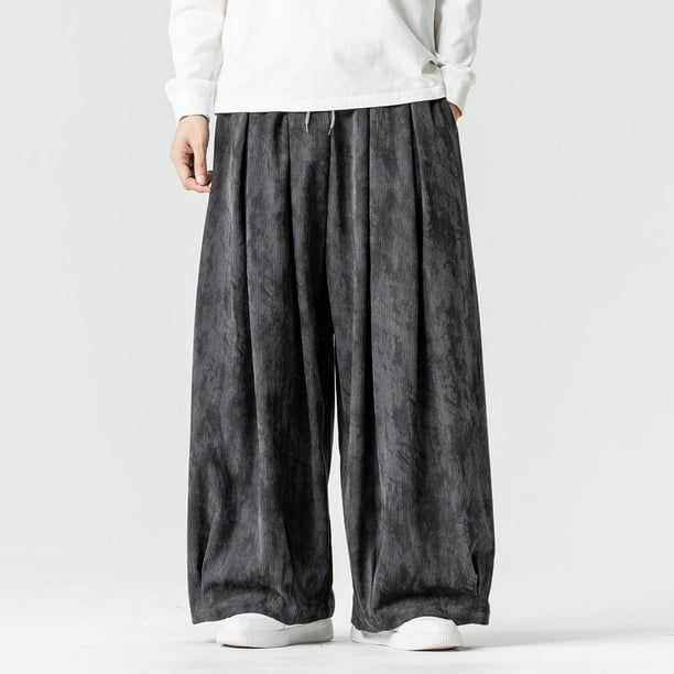 Ceisia Men Solid Color Multi Pocket Linen Workwear Pants Loose Wide Gift Leg Casual Trousers