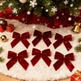 thumbnail image 3 of 24 Pcs Burgundy Small Velvet Christmas Bows for Christmas Tree Decorations, 3.5 Inch Xmas Velvet Ribbon Bow Ornaments for Christmas Farmhouse Wreath Garland DIY Craft Gift Wrapping Decorative(A), 3 of 9