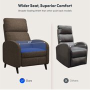 FlexiSpot Pushback Recliner Chair Adjustable Faric Home Living Single Reclining Sofa Weight Capacity 300 lbs Grey, Brown