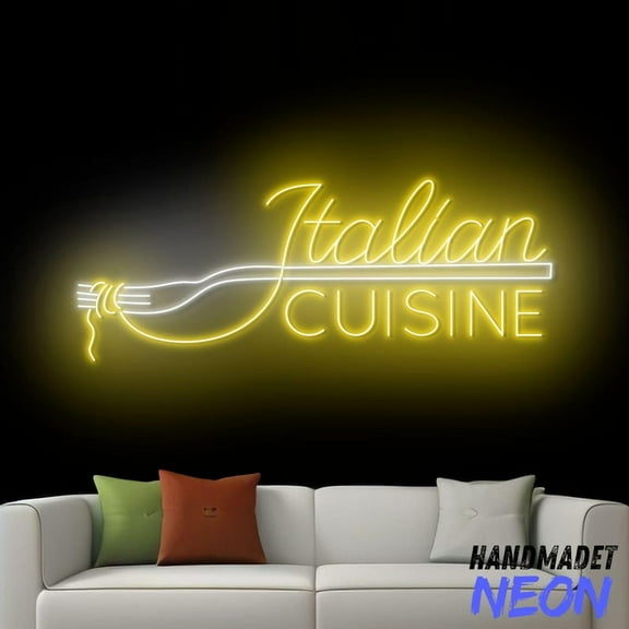 Handmadetneonsign Italian Cuisine Neon Sign, Italian Pasta Led Sign, Food Wall Art, Spaghetti Restaurant Wall Decor 77260