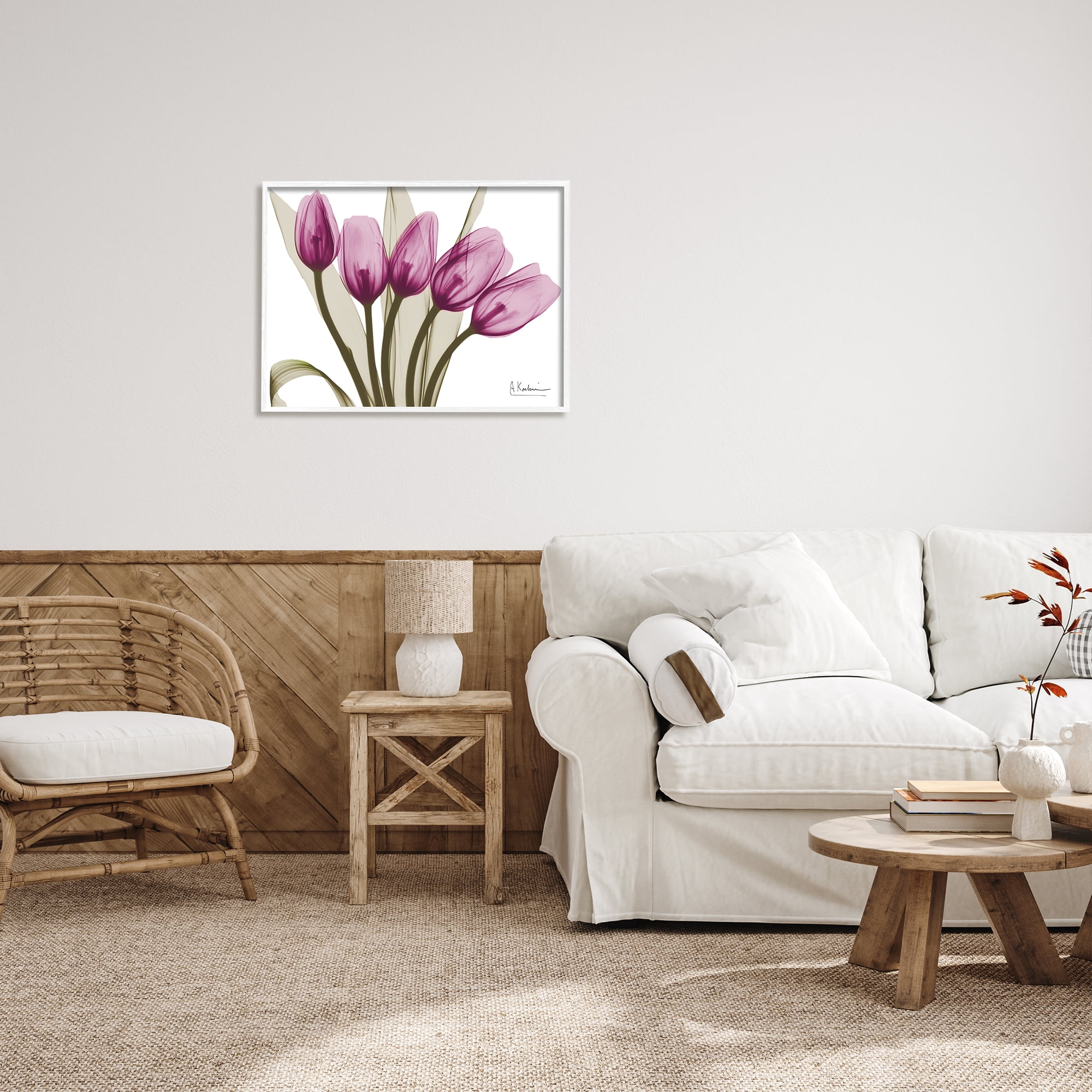 Stupell Industries Contemporary Pink Tulips Botanical & Floral Photography White Framed Art Print Wall Art, 30 x 24