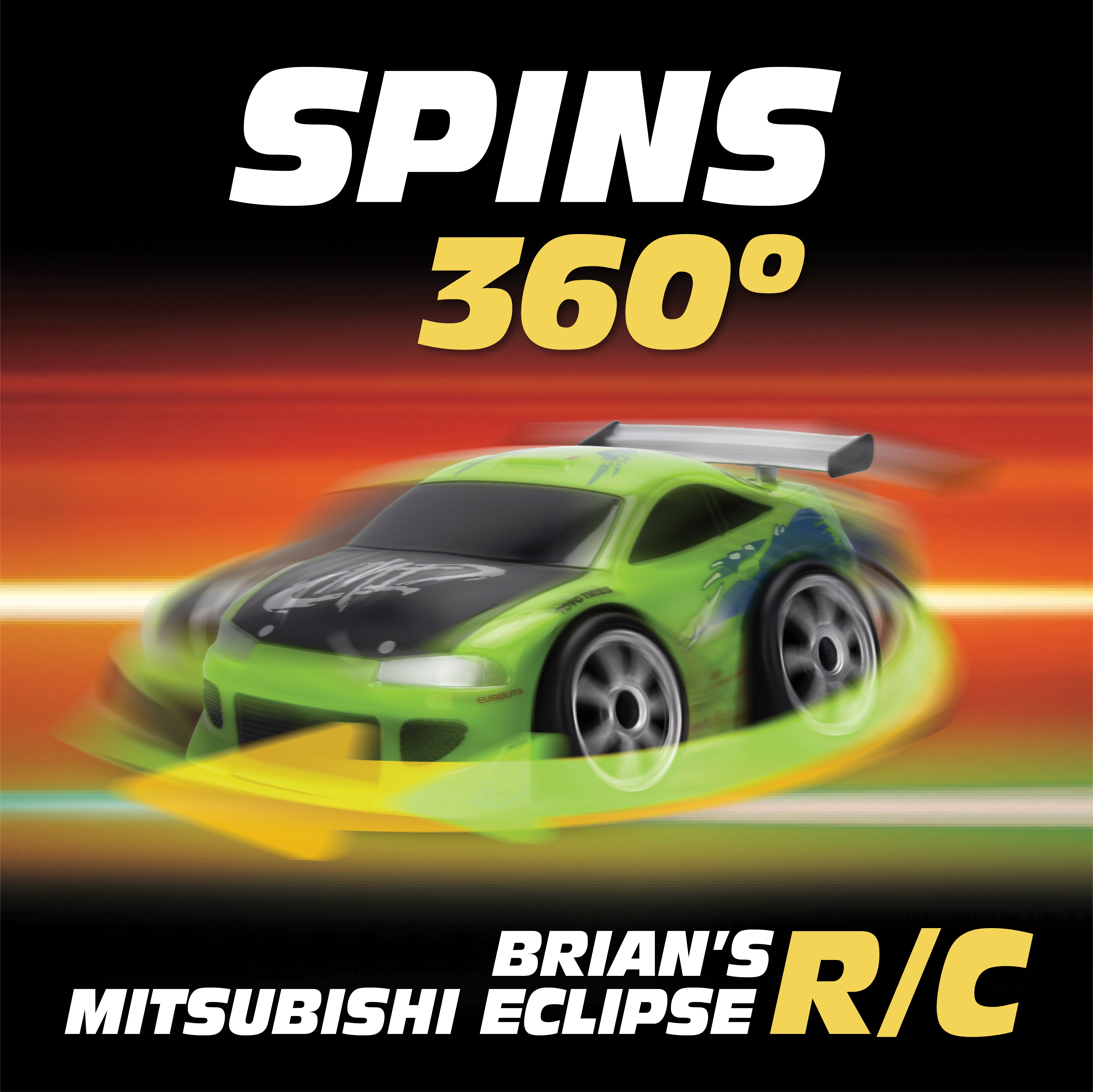 Jada Toys Fast & Furious 1:28 RC Small Blocks 1995 Mitsubishi Eclipse, Chibi-Style Remote Control Car