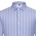 thumbnail image 4 of LNWUY (M-5XL) Plus Size Men's Casual Stylish Vertical Striped Shirt Long Sleeve Button Down Shirt Regular Fit Business Dress Shirts Blue XXXXL, 4 of 6