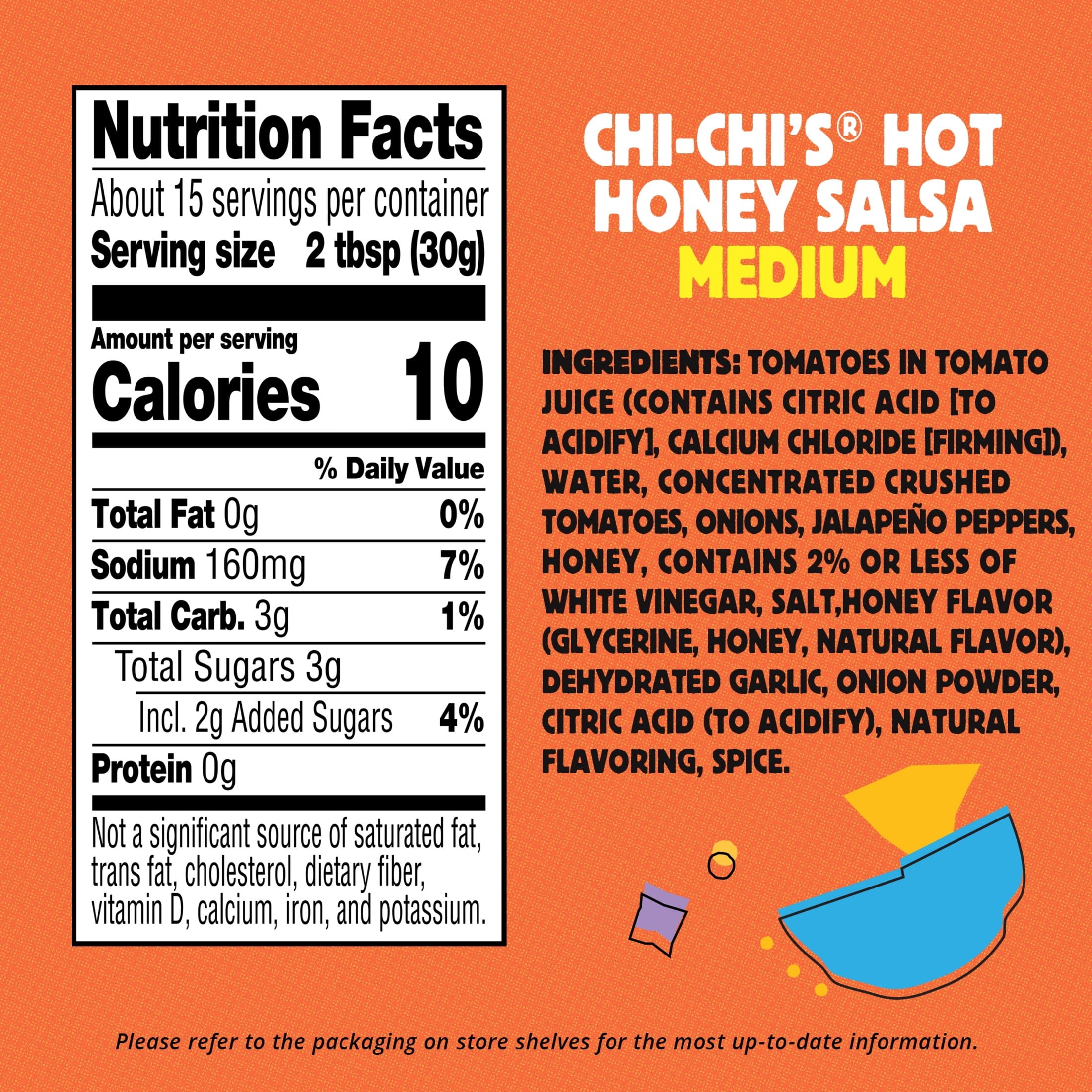 (5 pack) CHI-CHI'S Hot Honey Salsa Medium, Chip Dip, Kosher Shelf Stable, 16 oz Glass Jar​