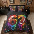 thumbnail image 4 of meiyoeat Graffiti Dripping Football Twin Bedding for Boys, Rainbow 67 Number Stars Bedding Comforter Set, Black Reversible, 7 Pieces, 4 of 6