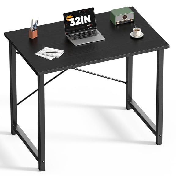 32 Inch Office Small Computer Desk Modern Simple Style Writing Study Work Table for Home Bedroom - Wood Black