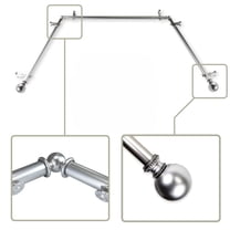 Contemporary Home Living Adjustable Bay Window Curtain Rod with Corner Connectors - 150" - Silver