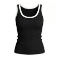 thumbnail image 6 of Womens Sleeveless Scoop Neck Tank Top Ribbed Fitted Summer Basic Slim Cute Tops Black M, 6 of 7