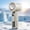 White, variant on High-Speed Portable Handheld Fan with Ice Cooling Plate, 100-Speed Stepless Adjustable, 3000mAh USB Rechargeable Personal Cooler with Digital Display & Carabiner