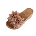 thumbnail image 3 of Women's Wide Width Floral Wedge Slide Sandals, Open Toe Platform Mules with 3D Flower Detail, Comfortable Casual Shoes for Summer, Multi-Color, 3 of 10