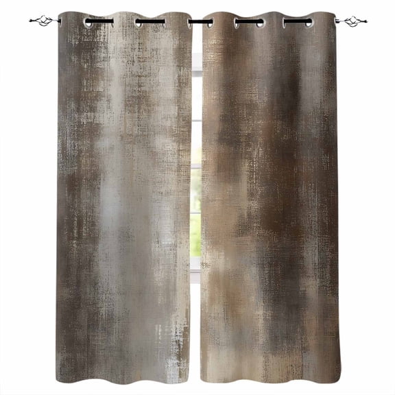 Brown Ombre Blackout Curtains 54 Inches Long for Bedroom, Modern Abstract Oil Painting Art Thermal Insulated Room Darkening Black Out Window Curtain Panels Grommet Drapes for Living Room