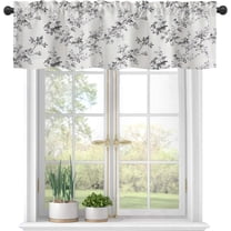 Valances Curtains for Windows,Gray Retro Flowers and Branches Semi Sheer Curtain Valances, Rod Pocket Short Window Treatment Light Filtering Decor Valances for Kitchen Bedroom - 54"x18"