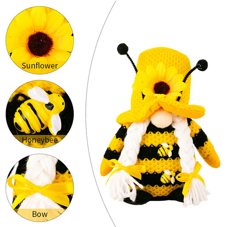 Bumble Bee Gnome Plush Decor, World Bee Day Honeybee Gnomes Decorations for  Home Kitchen Farmhouse, Spring Summer Bees Elf Plush Collections(2Pcs) 