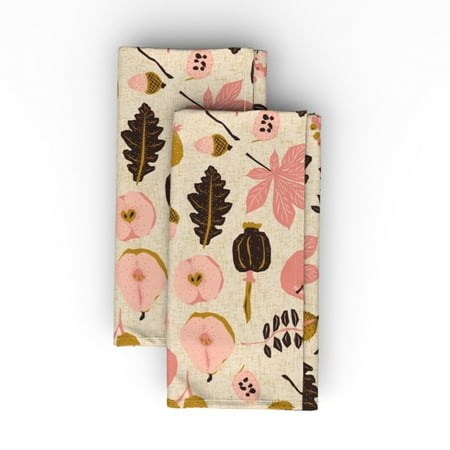 

Cotton Sateen Dinner Napkins (Set of 2) - Autumn Botanicals Jumbo Scale Print Cloth Dinner Napkins by Spoonflower