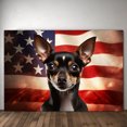 thumbnail image 2 of Rat Terrier Dog with American Flag Canvas Wall Art Dog Pictures for Wall Decor Red White Blue Flag of USA Patriotic Painting Print for Living Room Bedroom Office Ready to Hang, 2 of 4