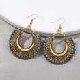 thumbnail image 3 of HOOUN Women Jewelry Retro Boho Baroque Tassel Earrings Hollow Fan Moon Style Stud Hook-Blue, 3 of 6