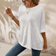 thumbnail image 6 of Womens Summer Shirts Plus Size Batwing Sleeve Versatile Neck Oversized Tshirts for Women White XL, 6 of 7