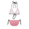 thumbnail image 4 of Suhoaziia Women Swimsuit with Tummy Control Lightweight Casual Bikini Underwear,Breast Cancer Awareness Ruched Tie Knot Halter Ruched High Cut 2 Piece Bikini Swimsuit Size XL, 4 of 6