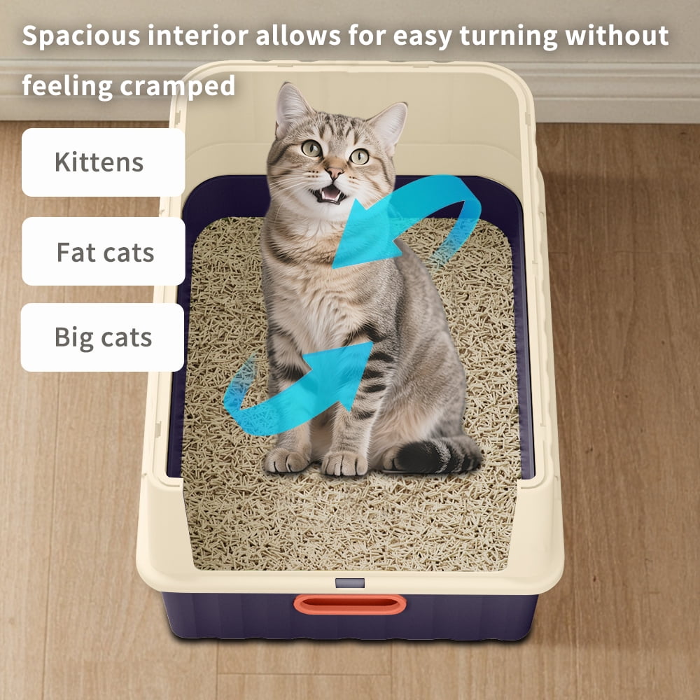 Double-Door Enclosed Litter House with Top Exit & Removable Pan for Mess-Free Enclosed Cats Litter Box with Bag