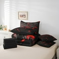 thumbnail image 5 of 7 Piece Red Geometric Bed in a Bag Full Modern Abstract Plaid Bed Set, Black Honeycomb Print Bedding Comforter Sheet Set Beehive Geometrical Cushiom Covers Square Pattern Fitted Sheet, 5 of 5